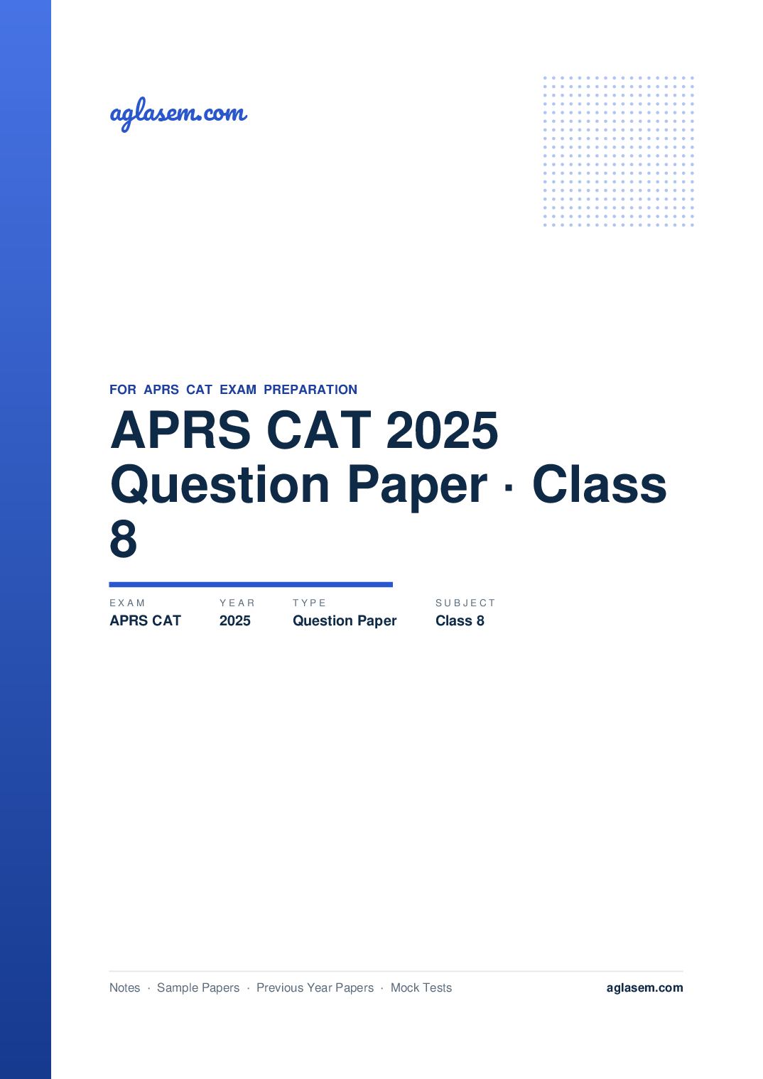 APRS CAT 2025 Class 8 Question Paper - Page 1 of 29