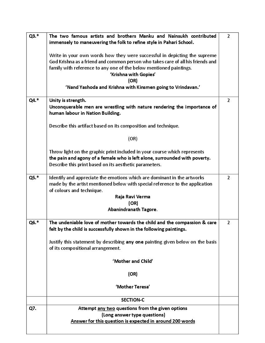 Class 12 Painting Sample Paper 2023 With Solution PDF Download Self   3 