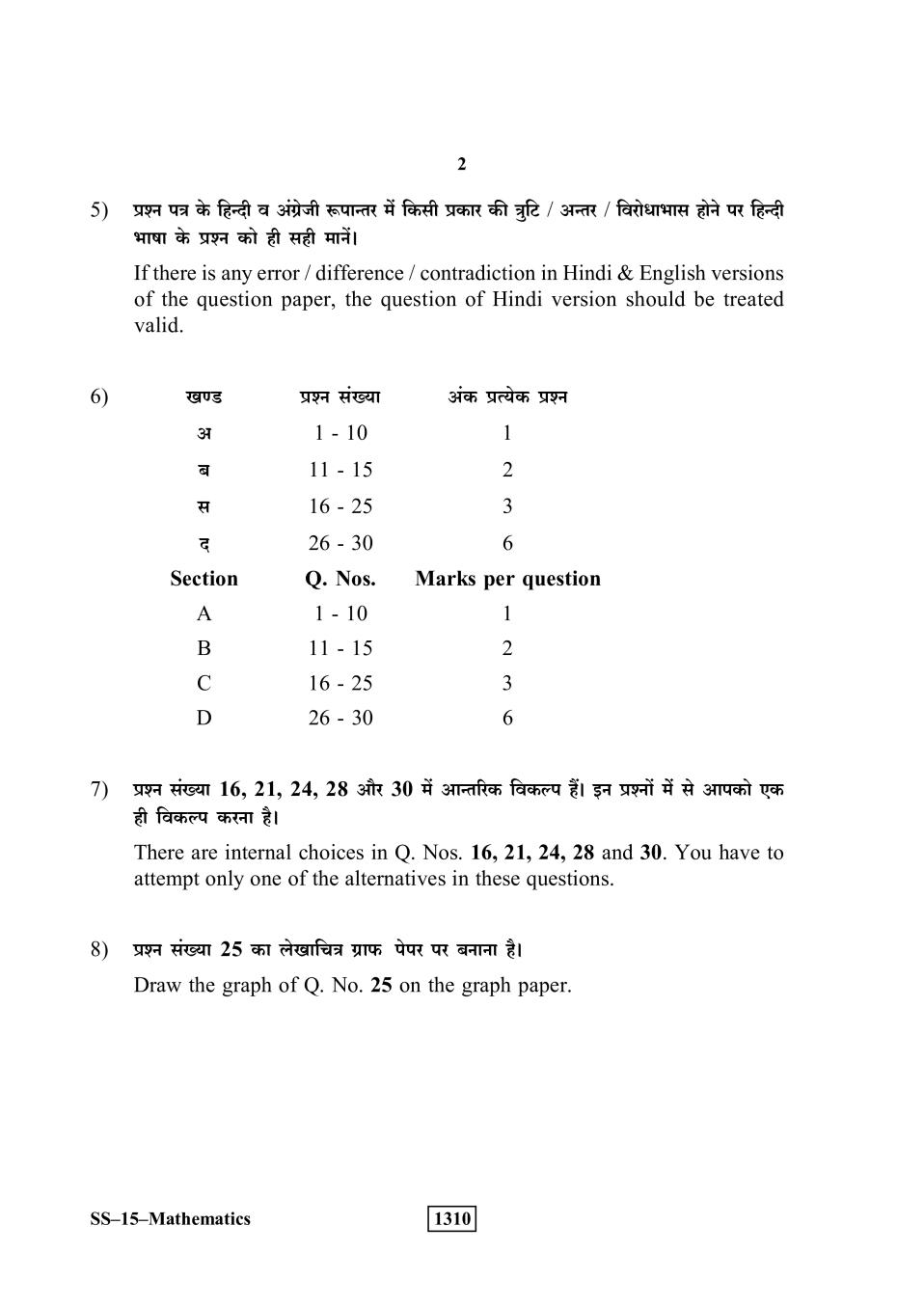 Rajasthan Board 12th Class Question Paper 2019 Maths Download PDF