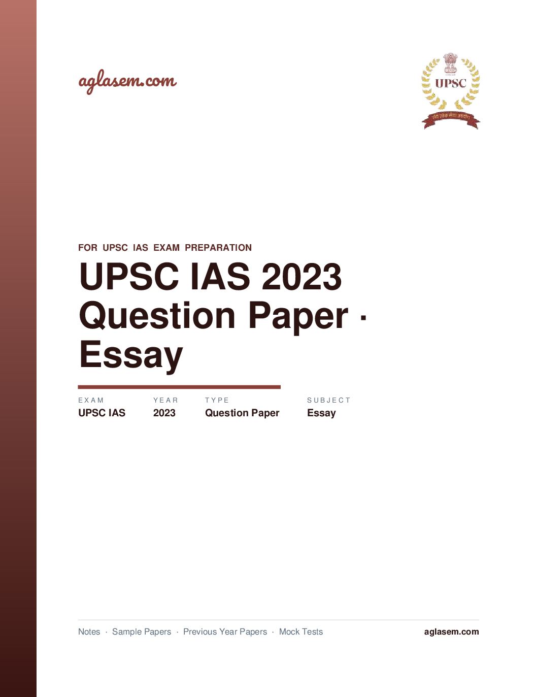 UPSC IAS 2023 Question Paper for Essay - Page 1 of 5
