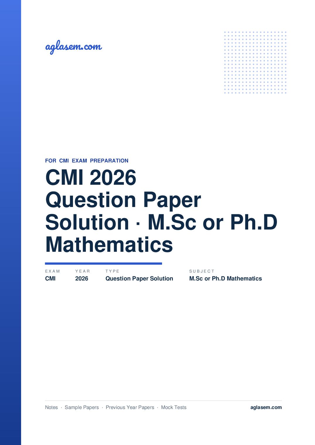 CMI Entrance Exam 2026 Question Paper Solution M.Sc or Ph.D Mathematics - Page 1 of 16