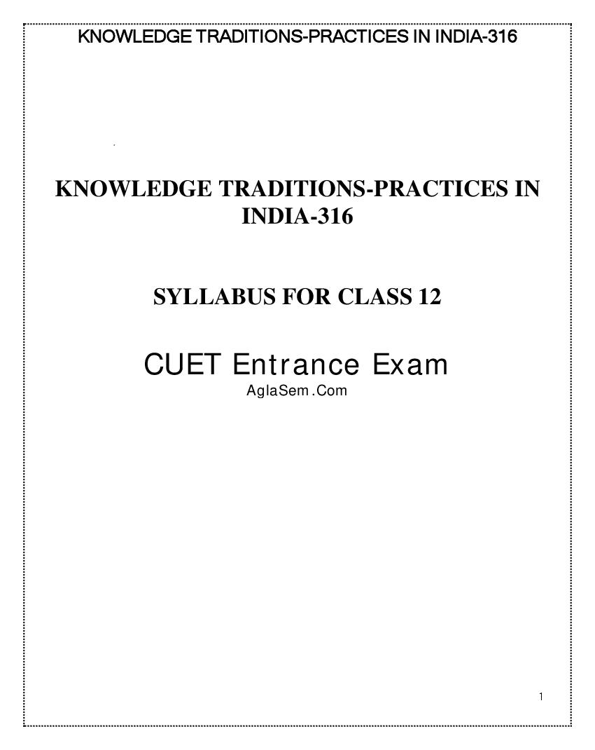 CUET 2022 Syllabus Knowledge Traditions - Page 1
