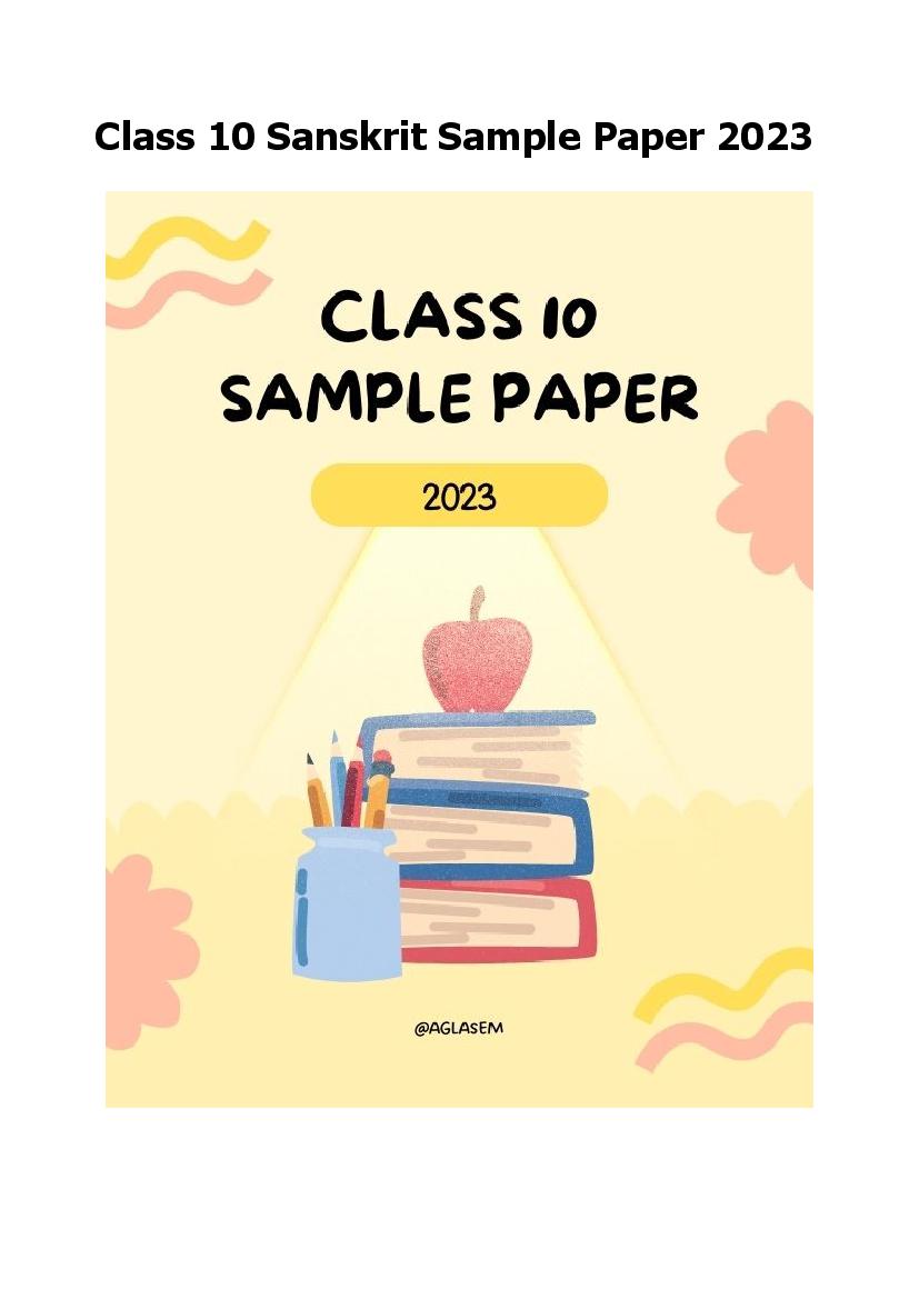 Class 10 Sample Paper 2023 Sanskrit - Page 1