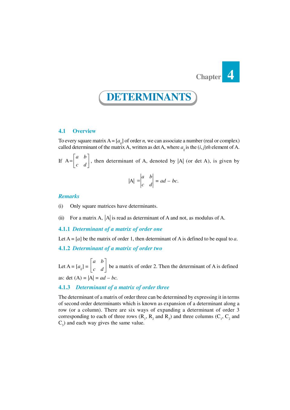 NCERT Exemplar Class 12 Maths Unit 4 Determinants - Page 1