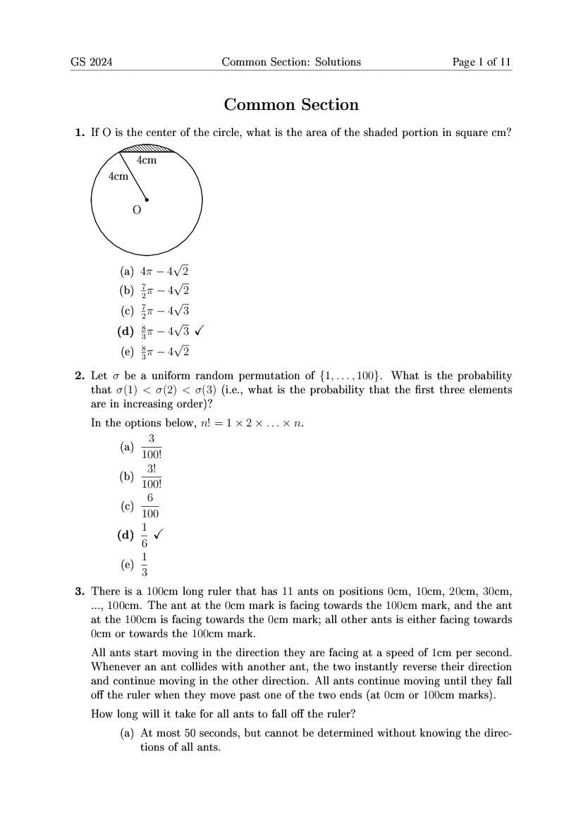 TIFR GS 2024 Question Paper Computer Science - Page 1