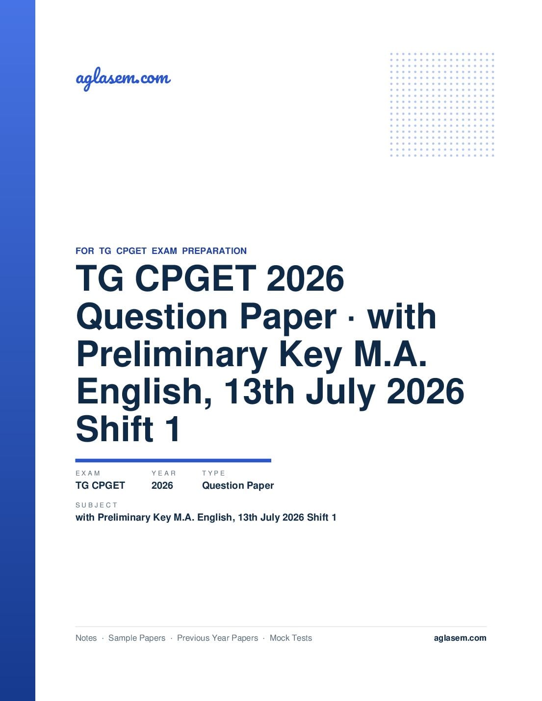 TG CPGET 2026 Question Paper with Preliminary Key M.A. English, 13th July 2026 Shift 1 - Page 1 of 48