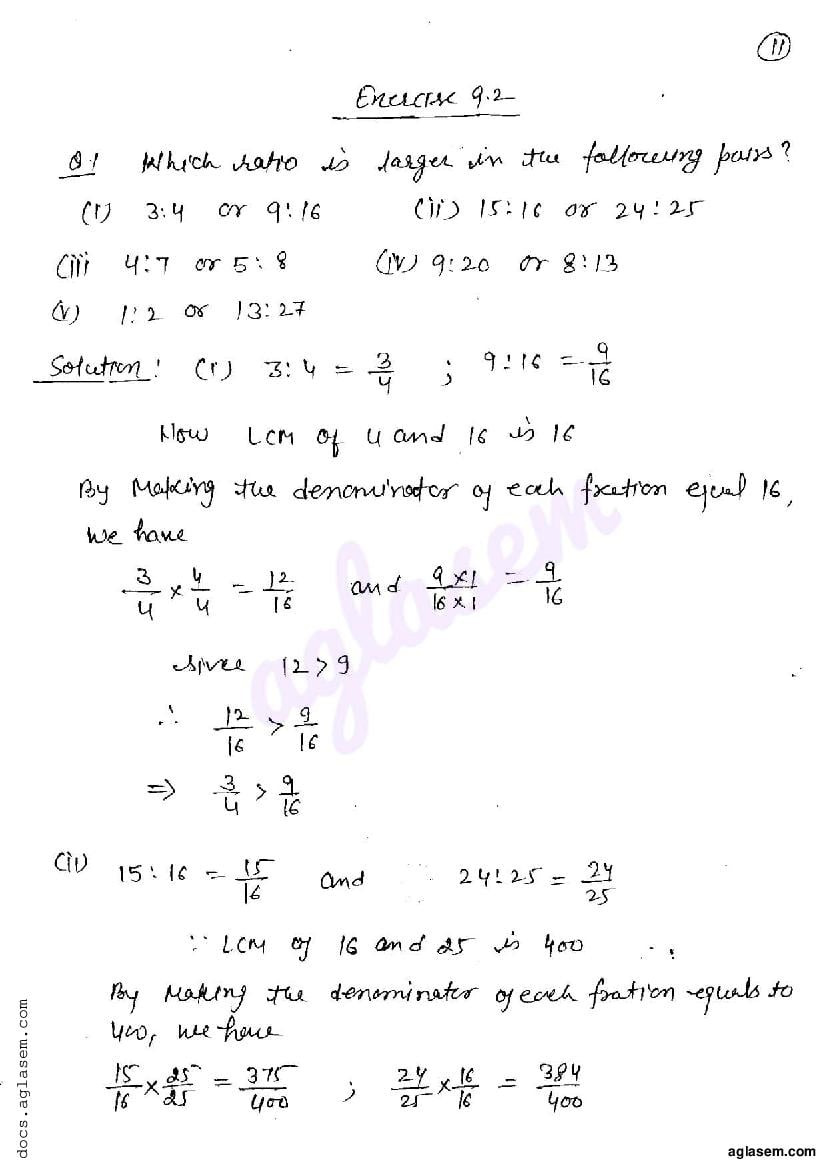 RD Sharma Solutions Class 6 Maths Chapter 9 Ratio, Proportion and Unitary Method Exercise 9.2 - Page 1