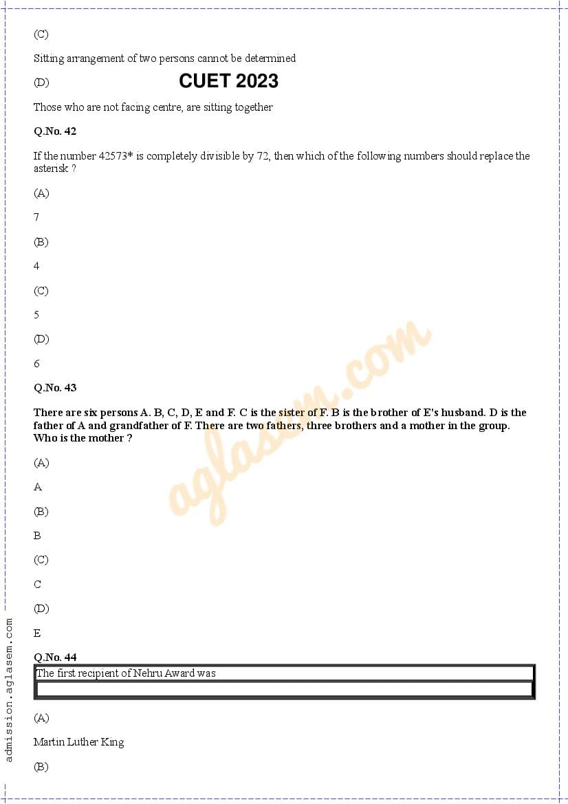 CUET General Test Sample Paper 2023 - Download CUET Sample Paper PDF ...