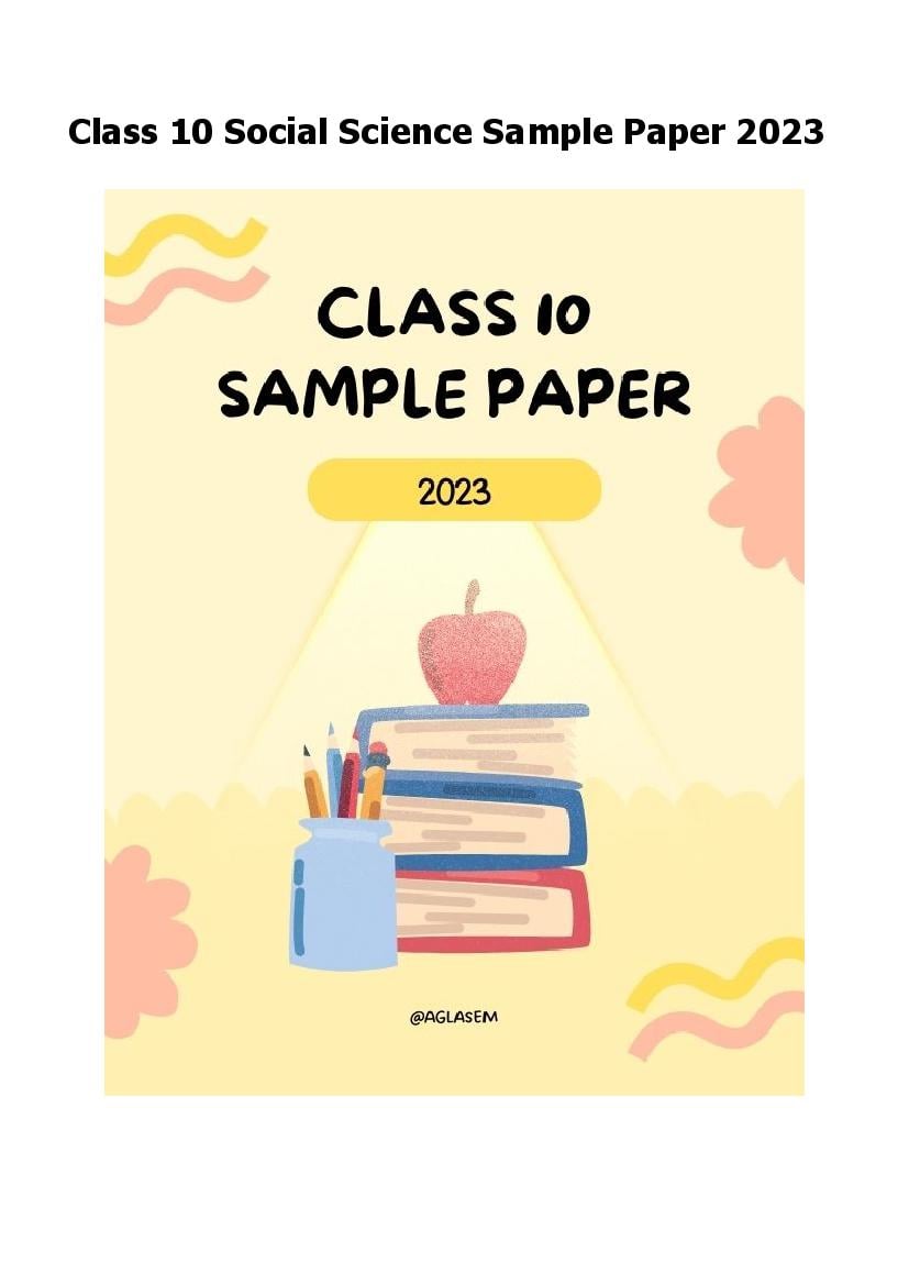 Class 10 Sample Paper 2023 Social Science (Hindi Medium) - Page 1