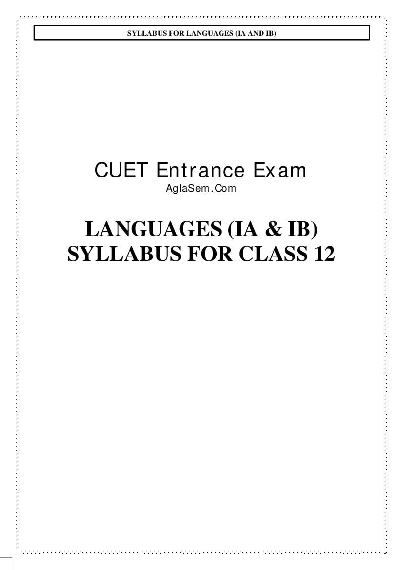 CUET 2022 Syllabus Language - Page 1