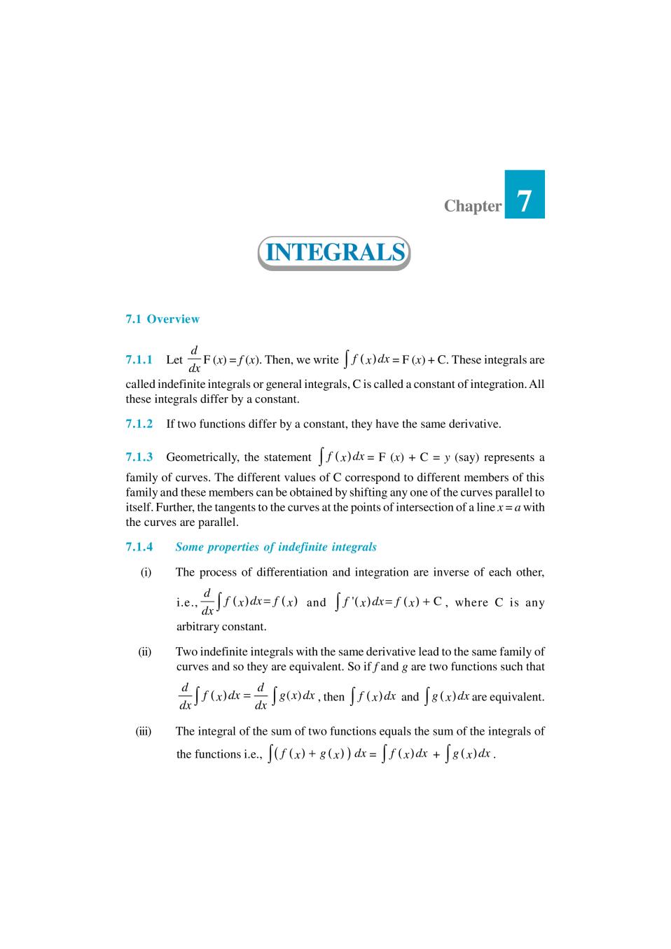 NCERT Exemplar Class 12 Maths Unit 7 Integrals - Page 1