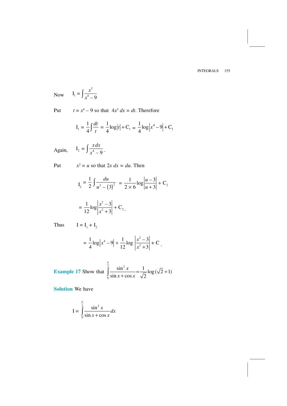 NCERT Exemplar Class 12 Maths Unit 7 Integrals