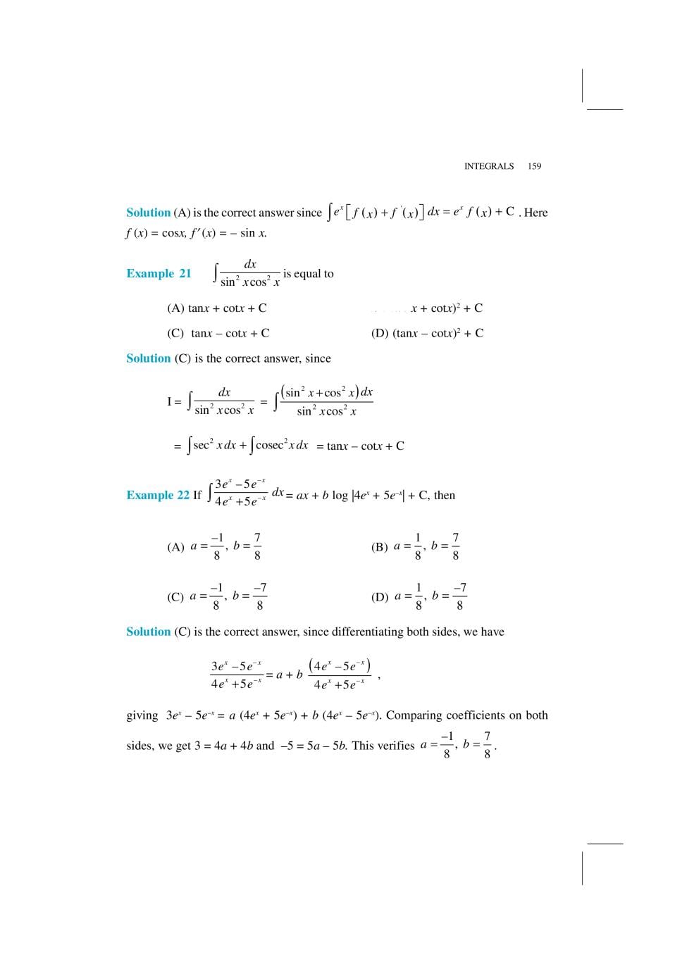 NCERT Exemplar Class 12 Maths Unit 7 Integrals