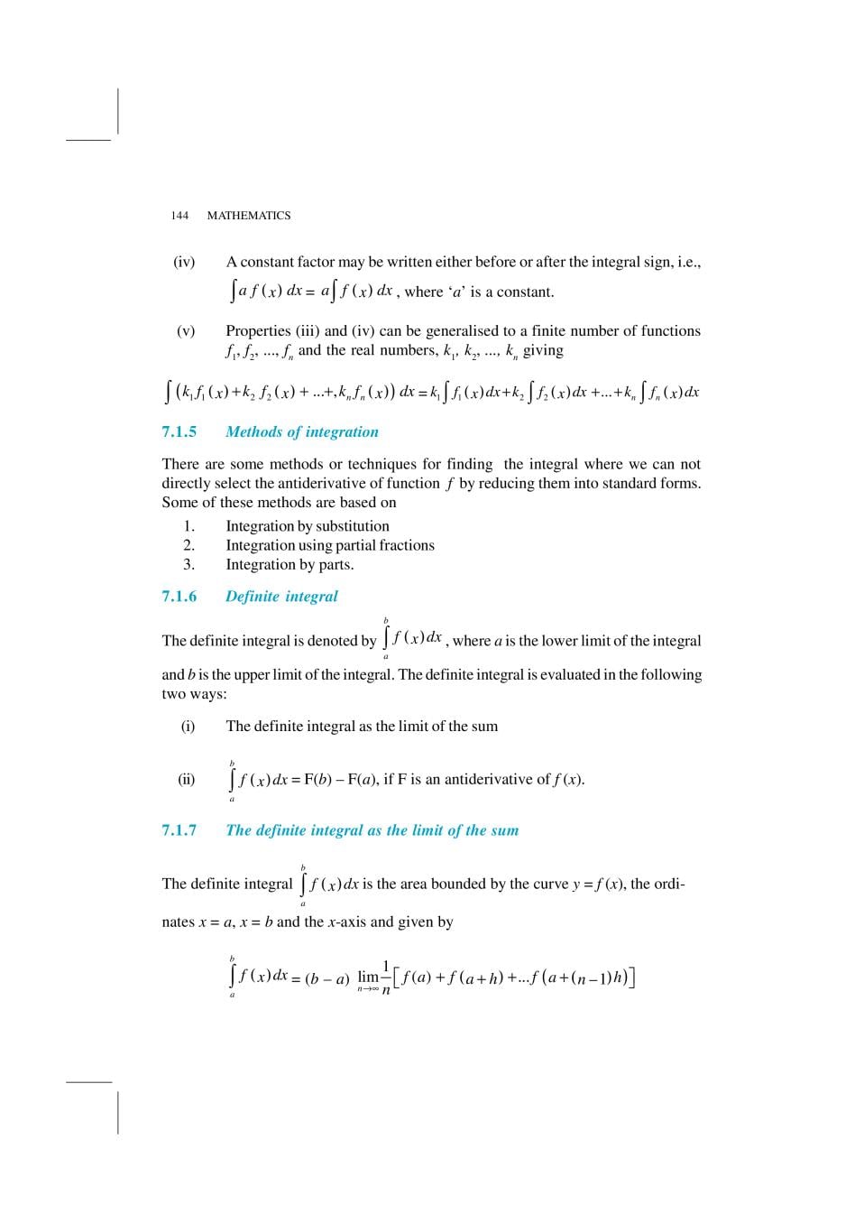 NCERT Exemplar Class 12 Maths Unit 7 Integrals