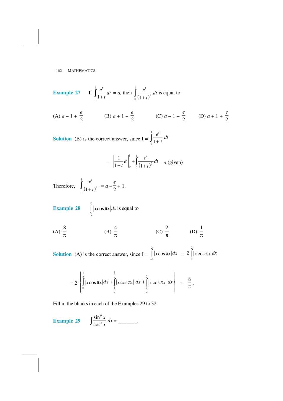 NCERT Exemplar Class 12 Maths Unit 7 Integrals