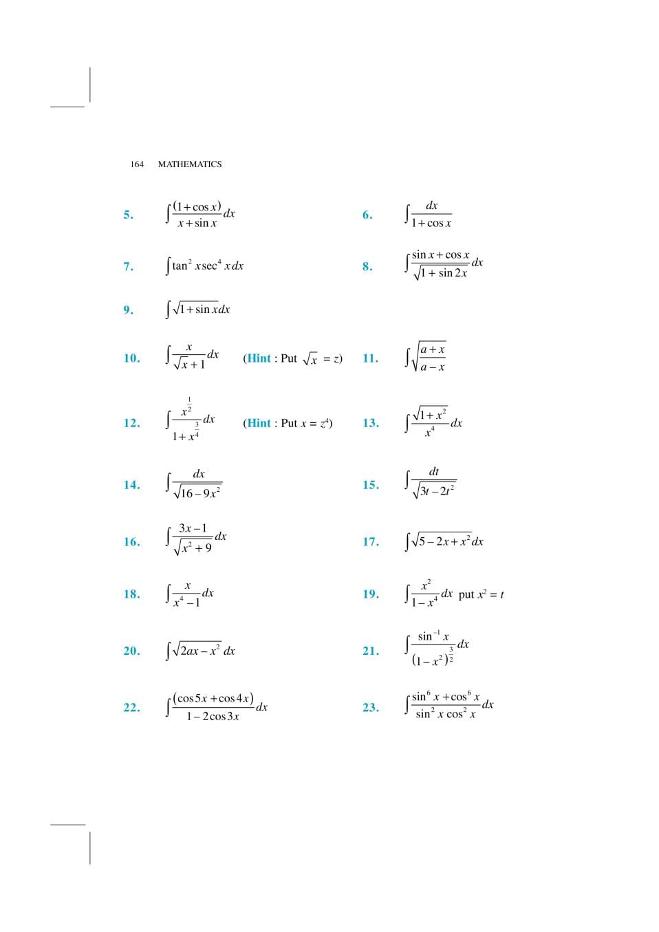 NCERT Exemplar Class 12 Maths Unit 7 Integrals