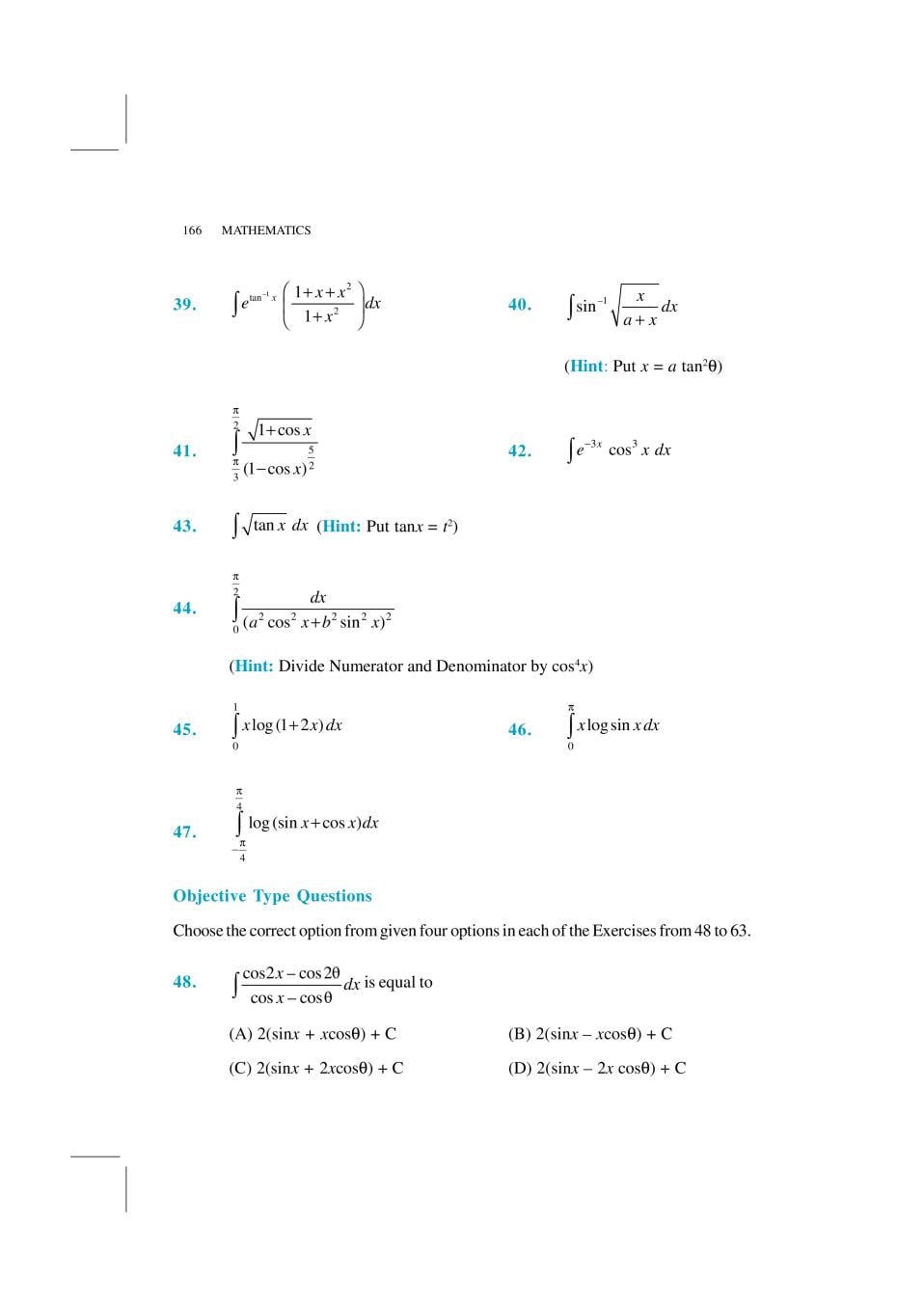 NCERT Exemplar Class 12 Maths Unit 7 Integrals