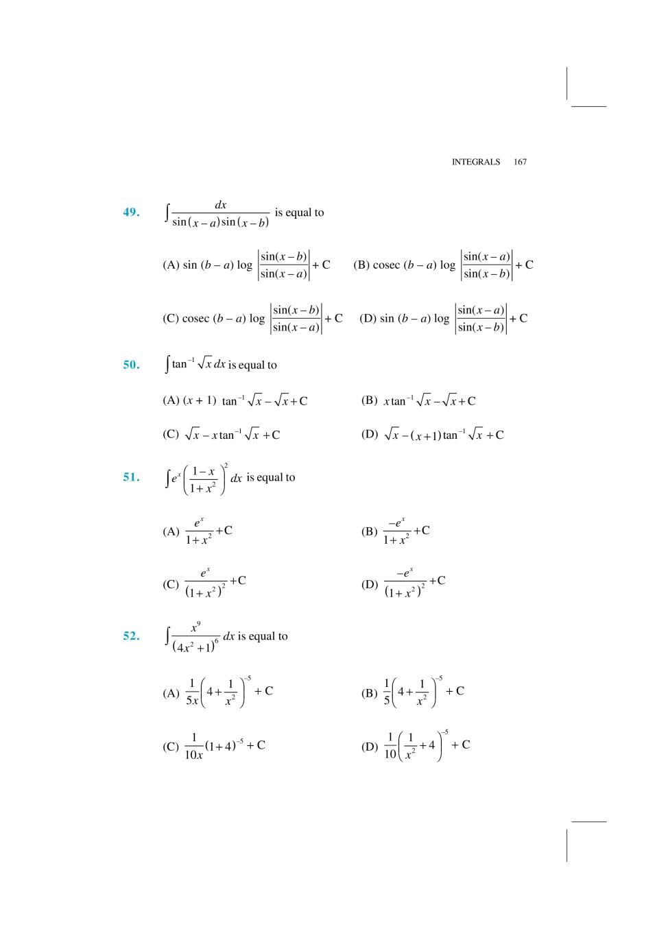 NCERT Exemplar Class 12 Maths Unit 7 Integrals