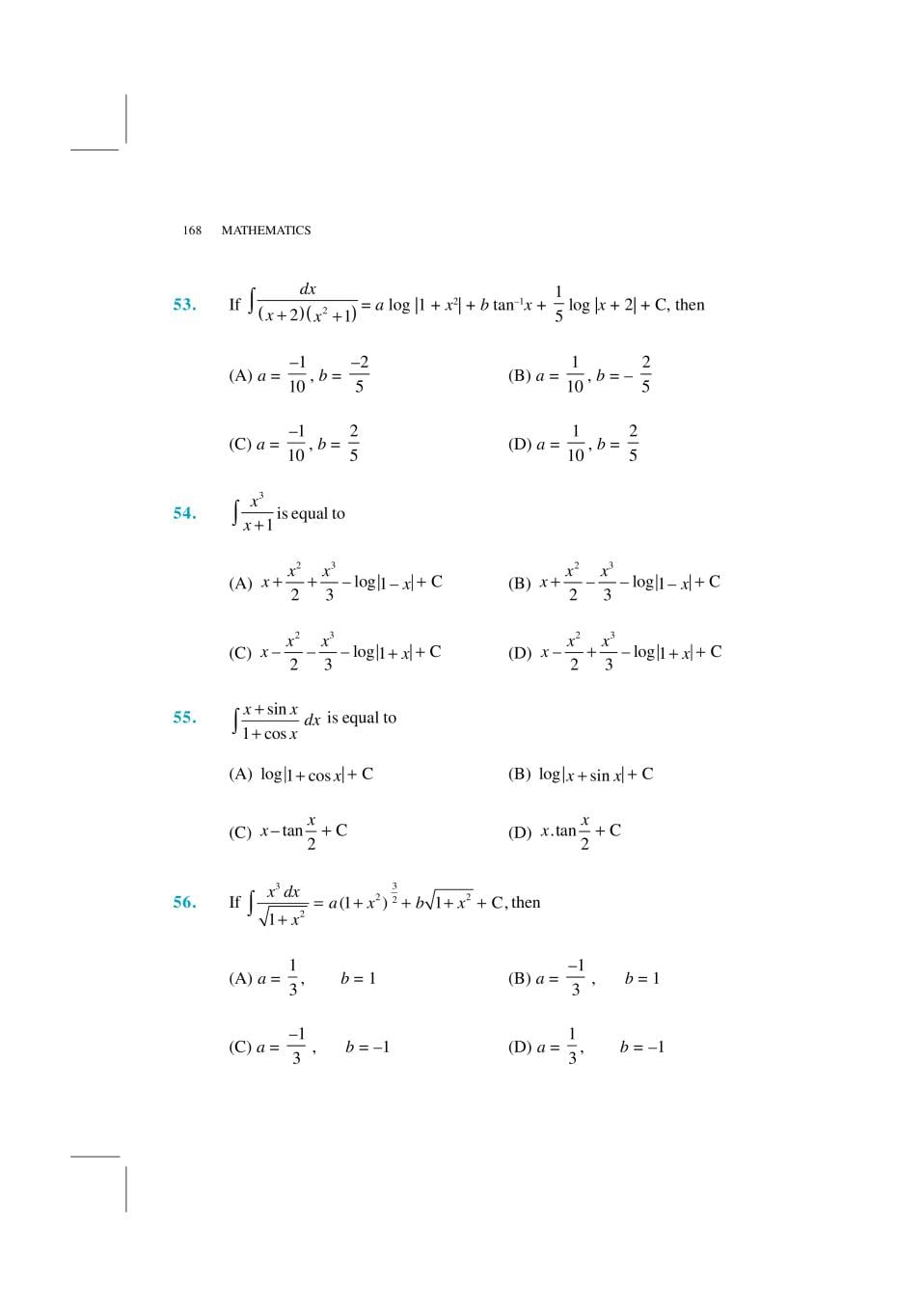 NCERT Exemplar Class 12 Maths Unit 7 Integrals