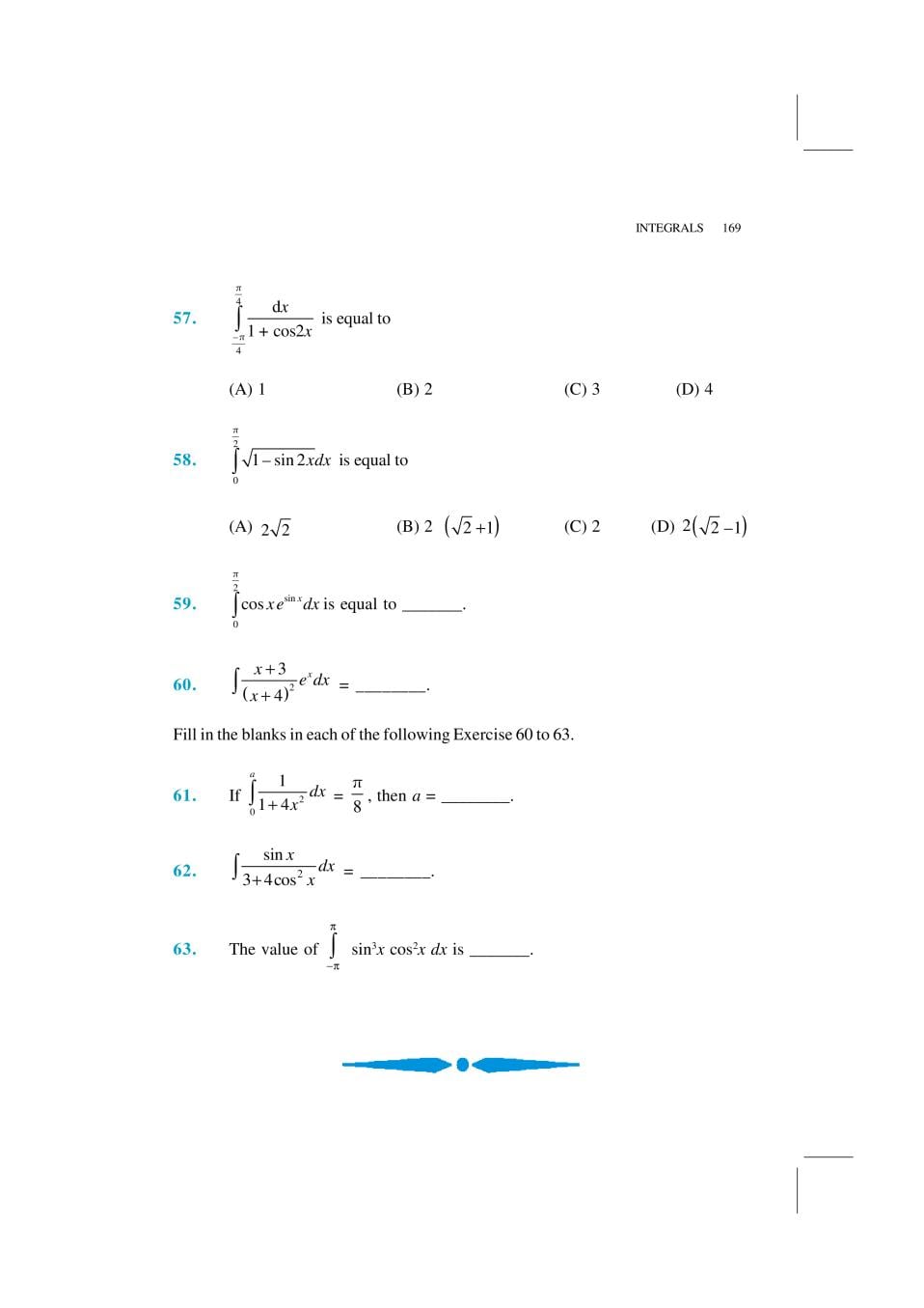NCERT Exemplar Class 12 Maths Unit 7 Integrals