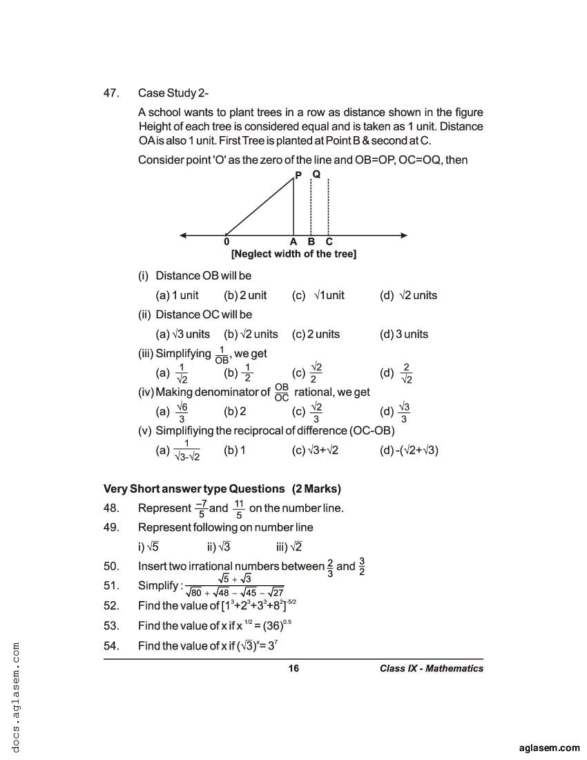 CBSE Class 9 Maths Chapter 1 - Number System Important Questions