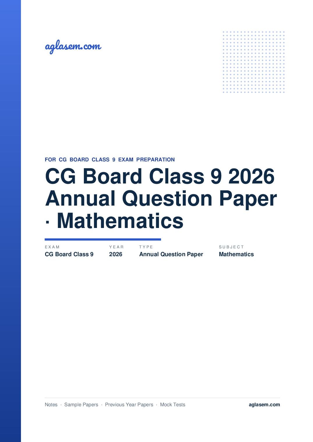 CG Board Class 9 Annual Question Paper 2026 Mathematics - Page 1 of 4