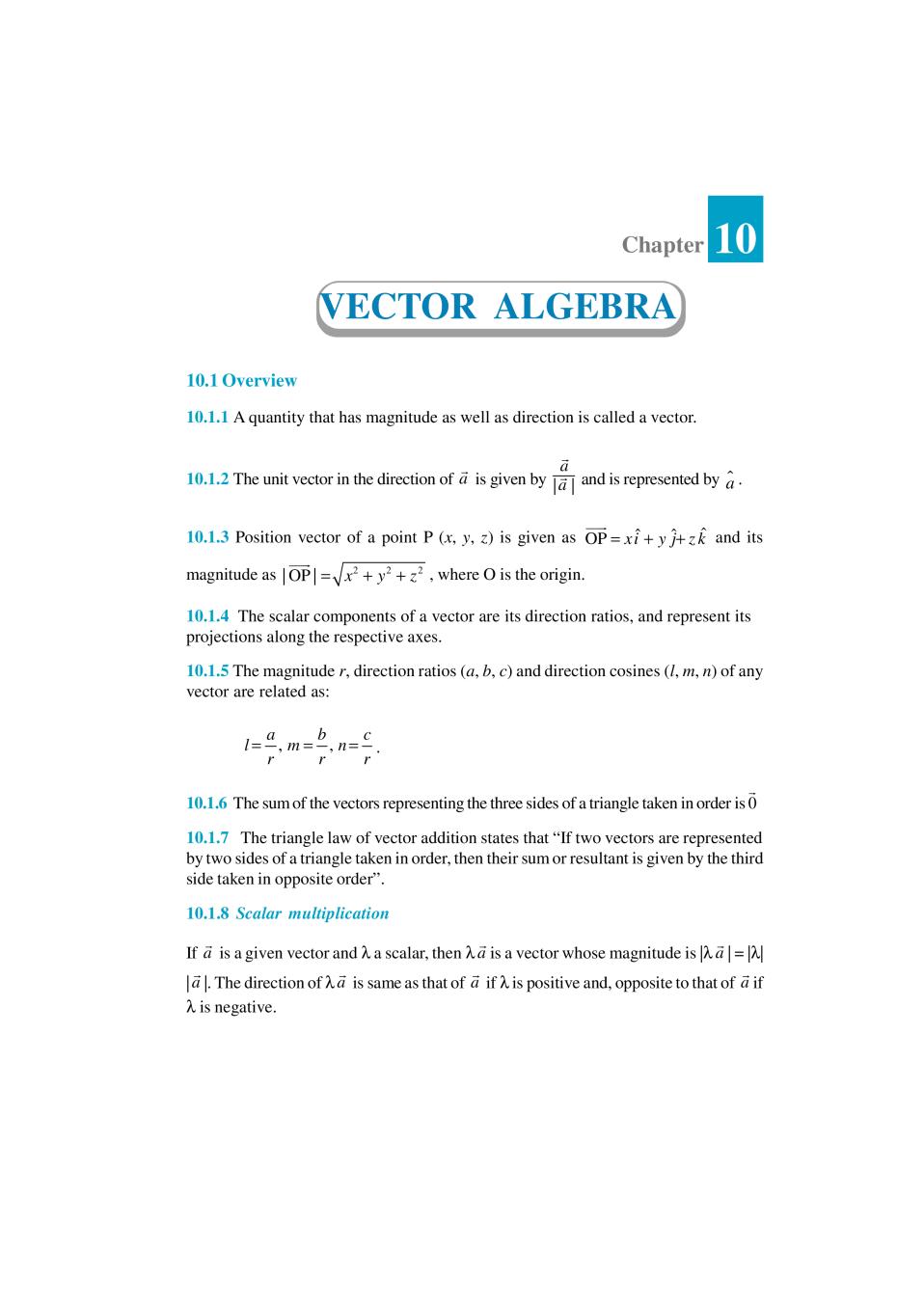 NCERT Exemplar Class 12 Maths Unit 10 Vector Algebra - Page 1