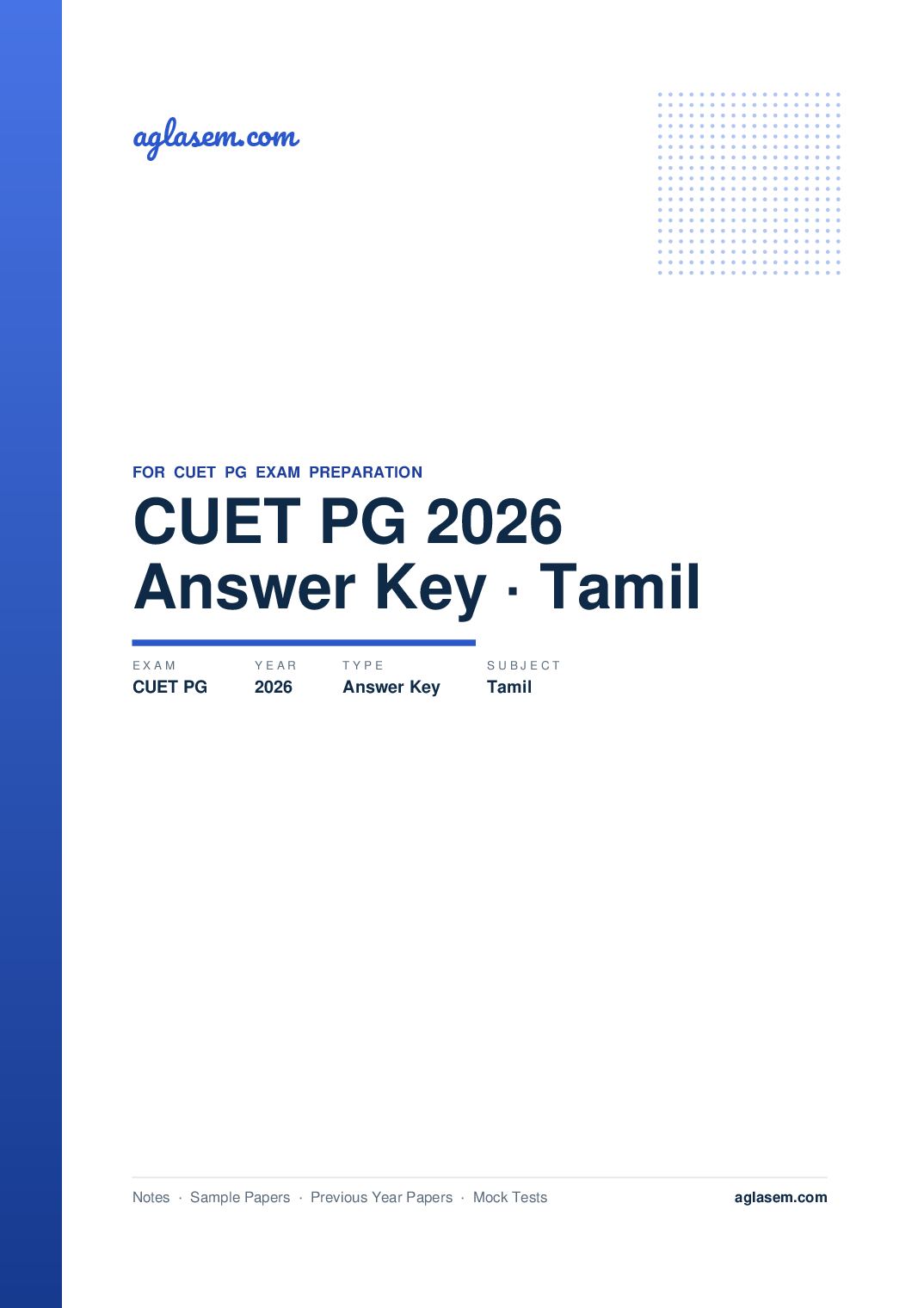 CUET PG 2026 Answer Key Tamil - Page 1 of 2