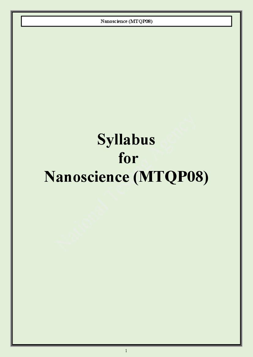 CUET PG 2024 Syllabus Nanoscience - Page 1