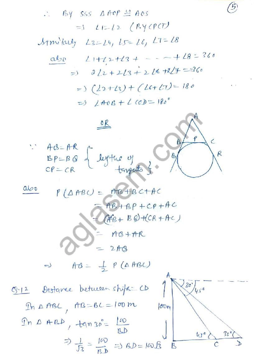 Class 10 Maths Basic Answer Key / Solution For Term 2 CBSE Board Exam ...