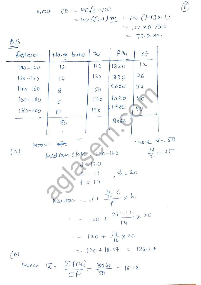 Class 10 Maths Basic Answer Key / Solution For Term 2 CBSE Board Exam ...