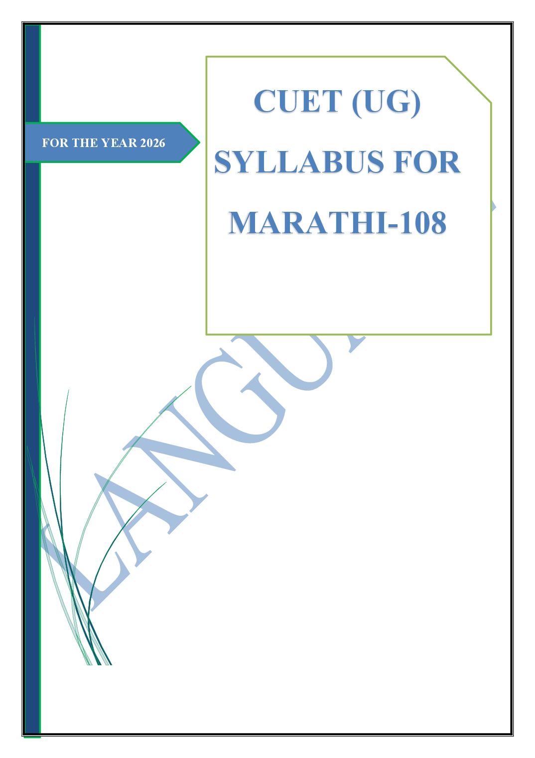 CUET 2026 Syllabus Marathi (Code 108) - Page 1 of 2