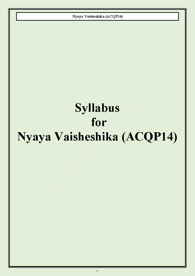 CUET PG 2024 Syllabus Nyaya Vaisheshika - Page 1