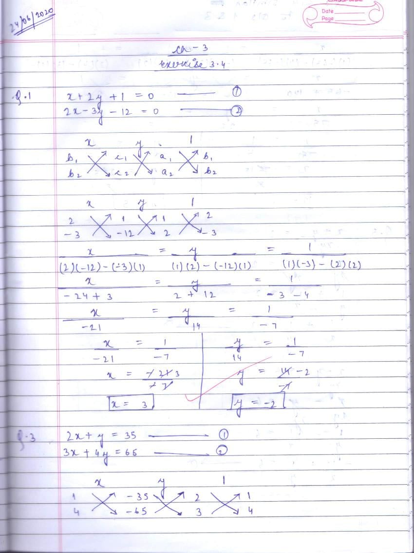RD Sharma Solutions Class 10 Chapter 3 Pair Of Linear Equations In Two Variables Exercise 3.4 - Page 1