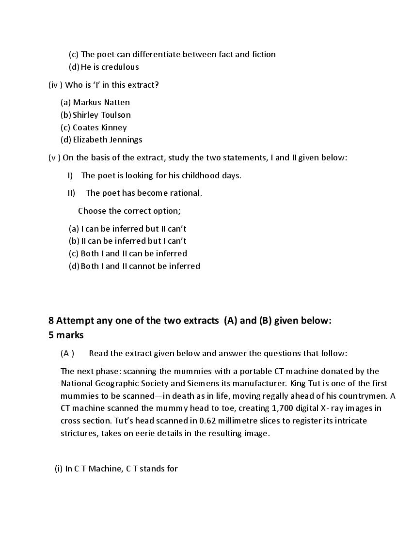 HBSE Class 11 English Core Sample Paper 2024 (PDF) HBSE 11th Model