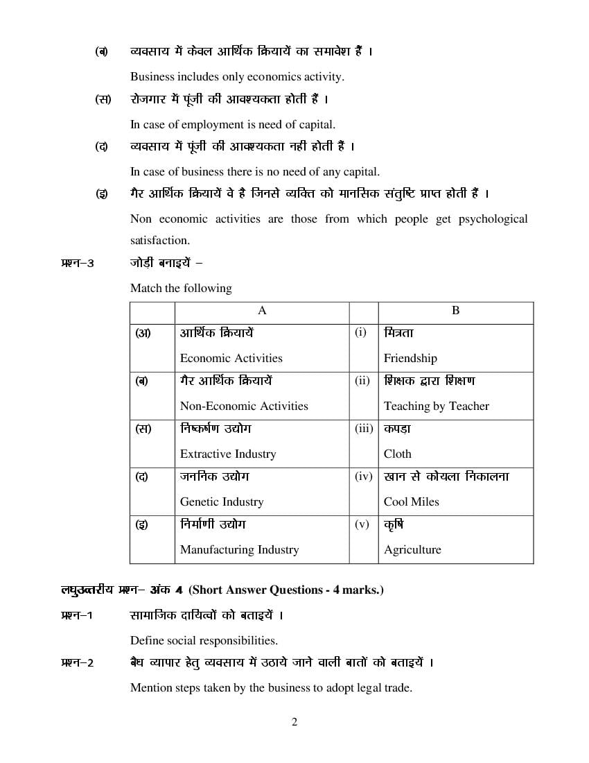 MP Board Class 11 Business Study Question Bank (PDF) – Important Questions