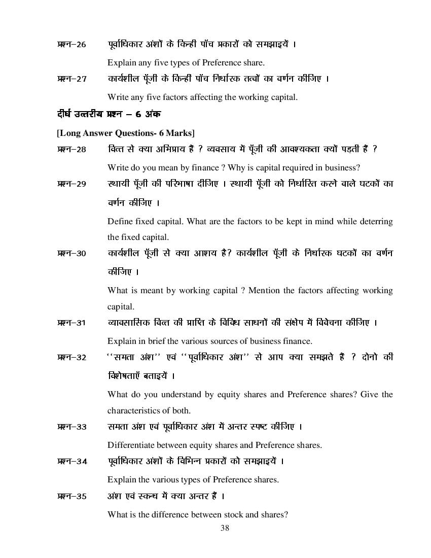 MP Board Class 11 Business Study Question Bank (PDF) – Important Questions