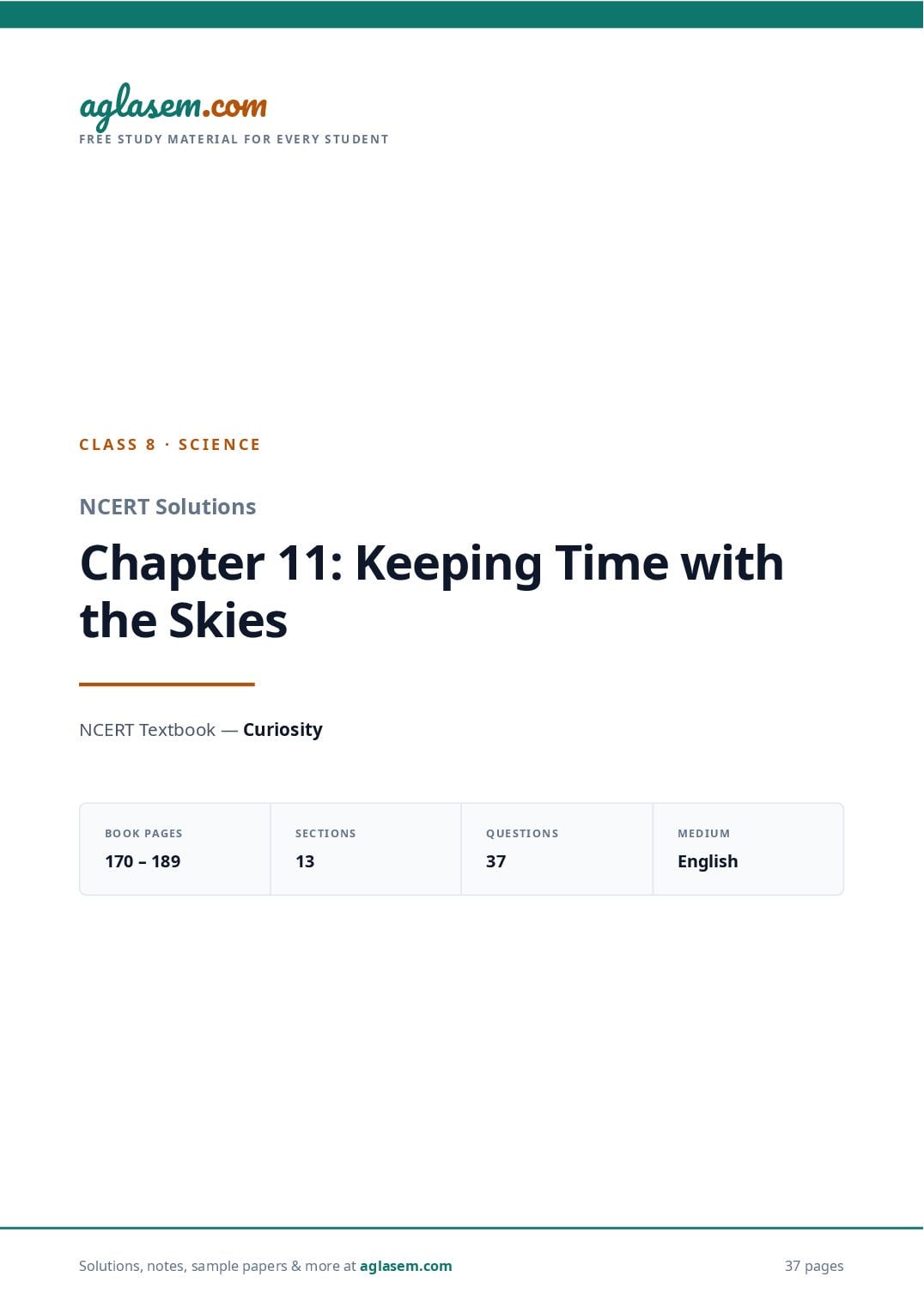 NCERT Solutions Class 8 Science Chapter 11 Keeping Time with the Skies - Page 1 of 38