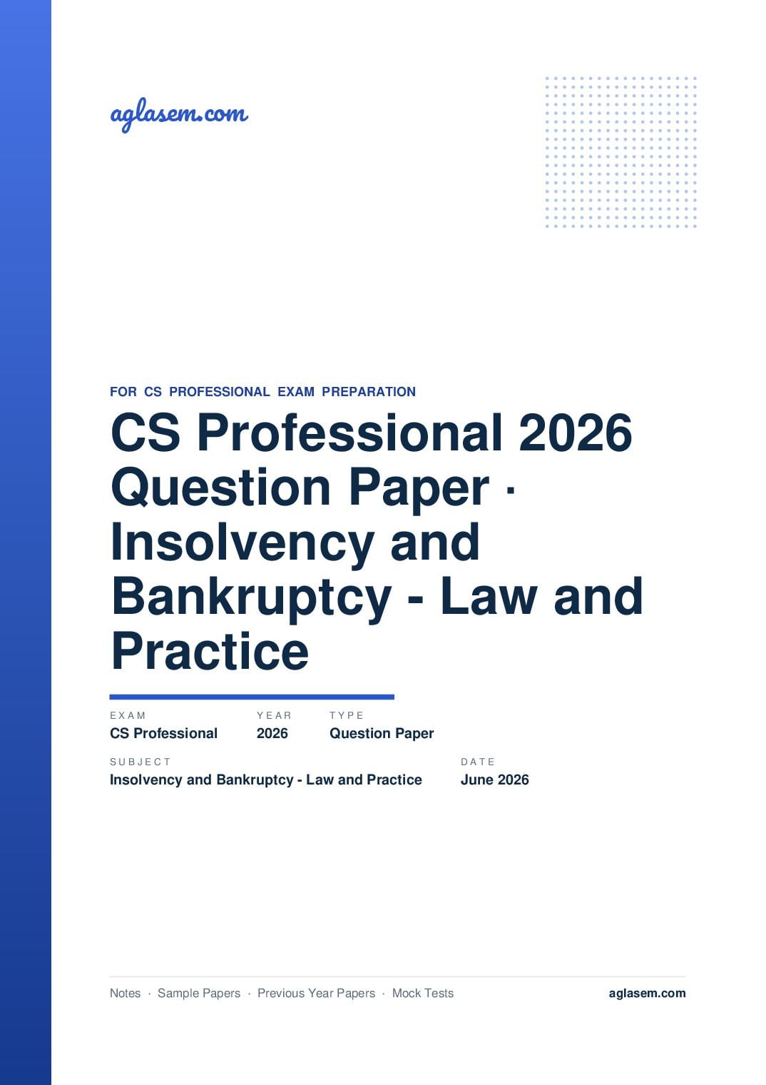 CS Professional June 2026 Question Paper Insolvency and Bankruptcy - Law and Practice - Page 1 of 20