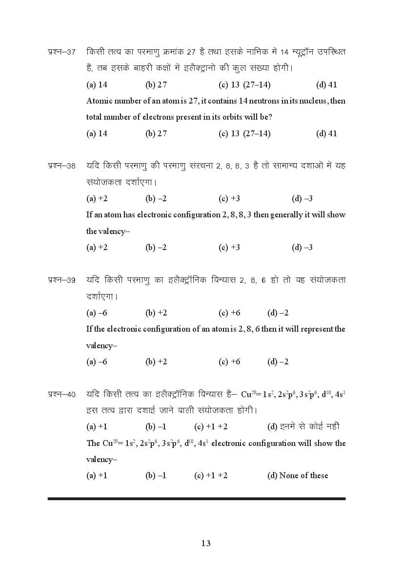 MP Board Class 11 Chemistry Question Bank (PDF) – Important Questions