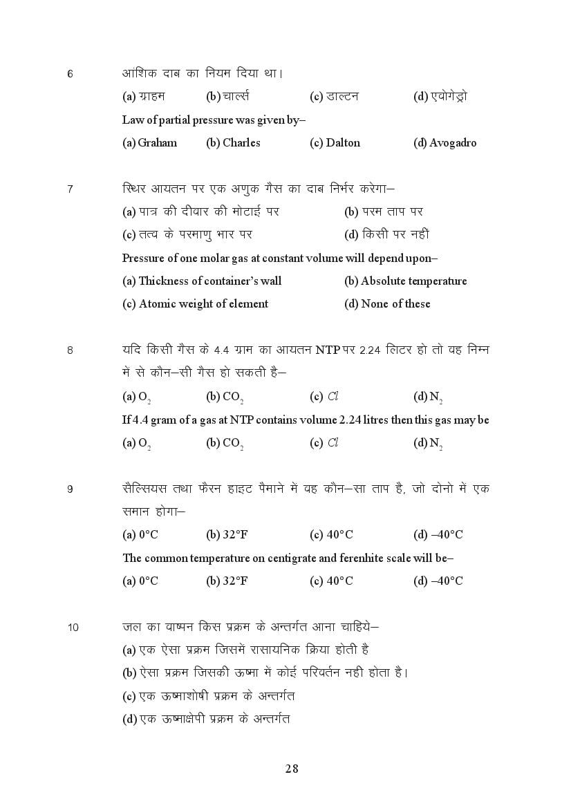 MP Board Class 11 Chemistry Question Bank (PDF) – Important Questions