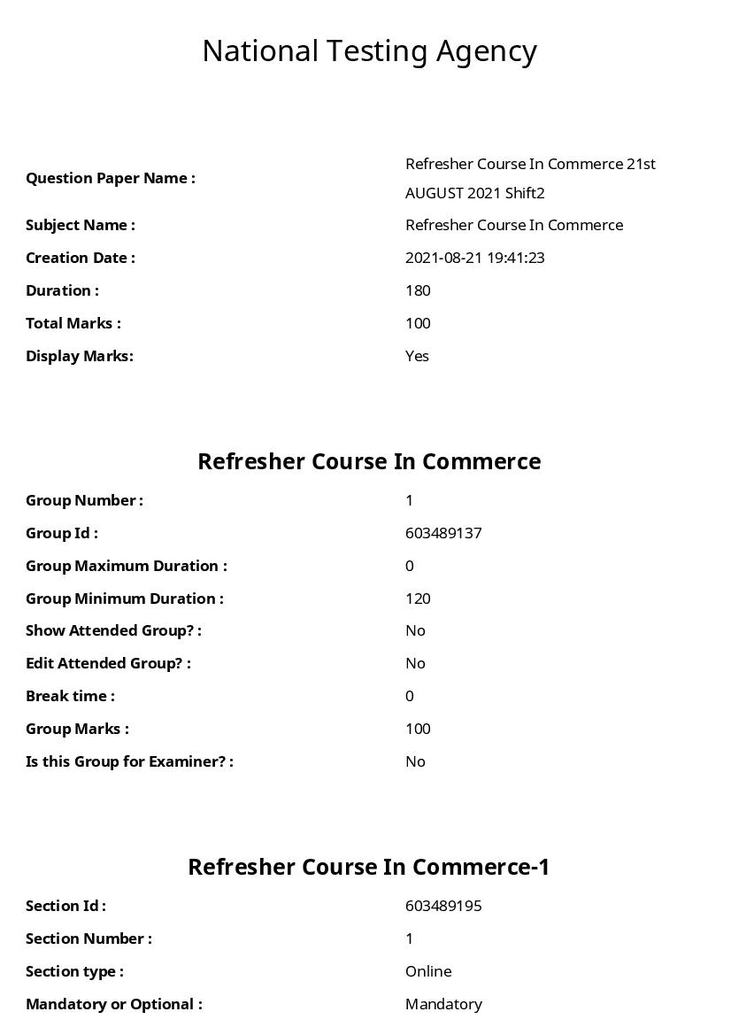 ARPIT 2021 Question Paper for Refresher Course In Commerce - Page 1 of 51