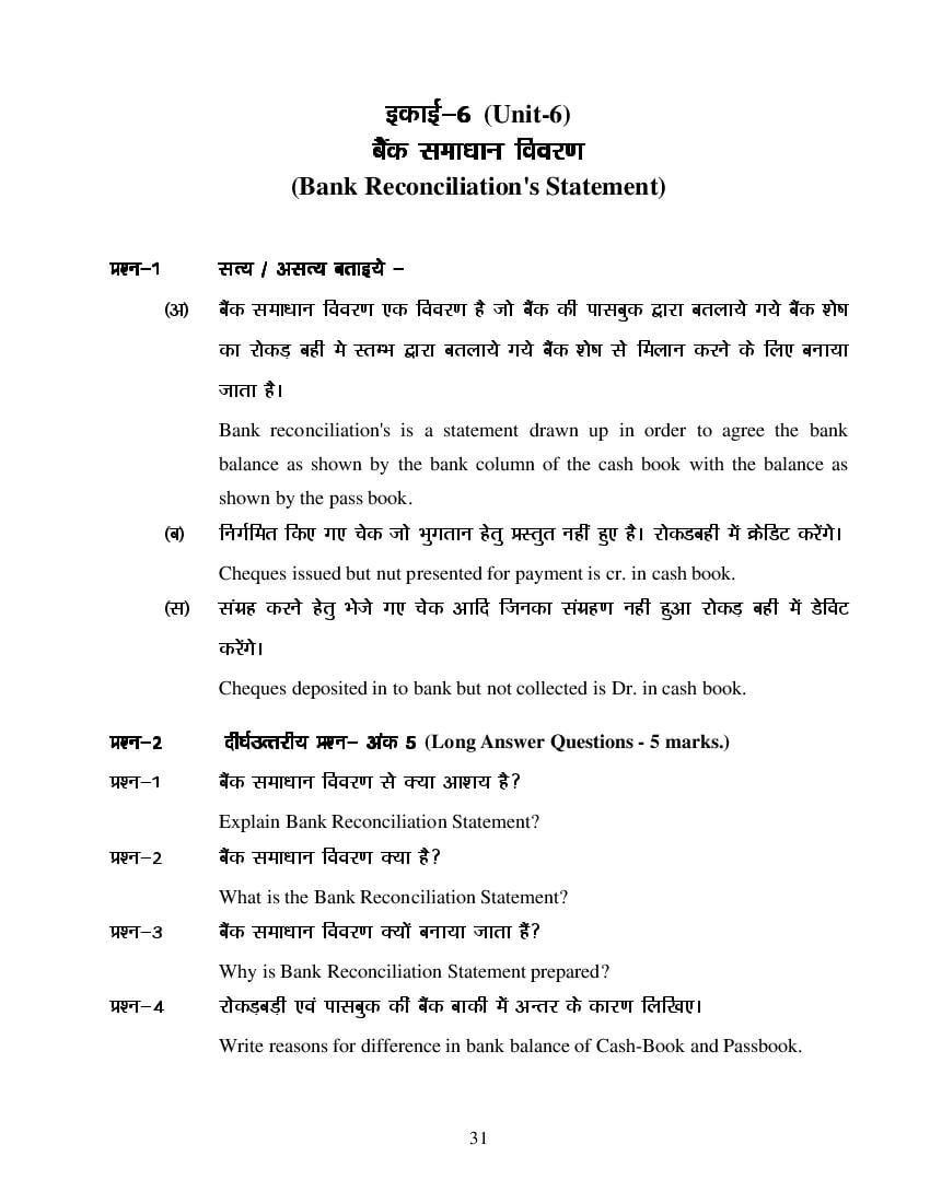 MP Board Class 11 Book Keeping & Accountancy Question Bank (PDF) – Important Questions