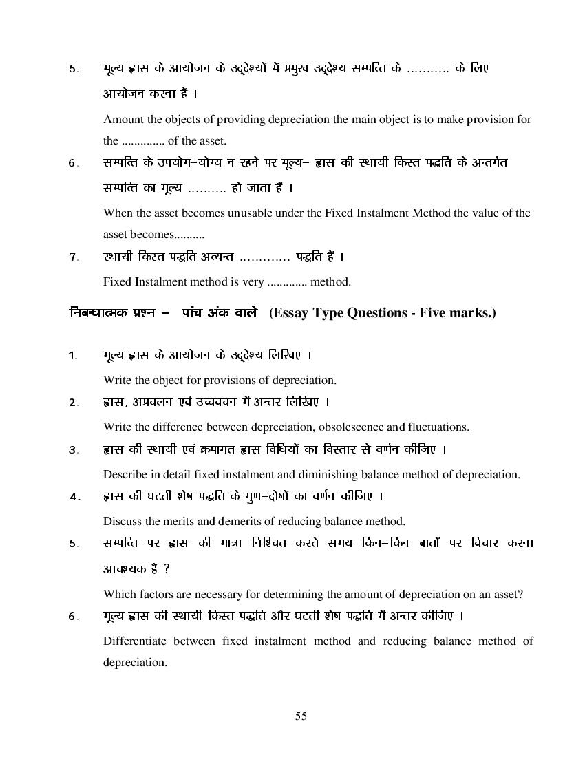 MP Board Class 11 Book Keeping & Accountancy Question Bank (PDF) – Important Questions
