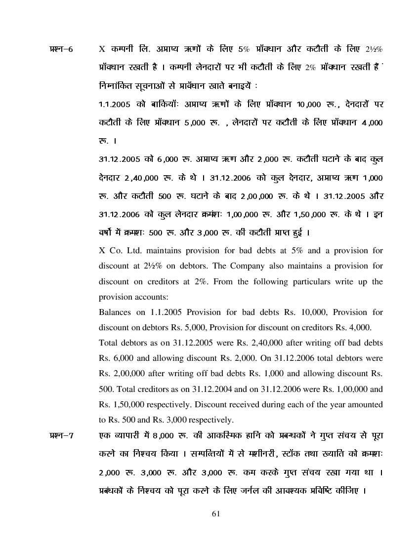 MP Board Class 11 Book Keeping & Accountancy Question Bank (PDF) – Important Questions