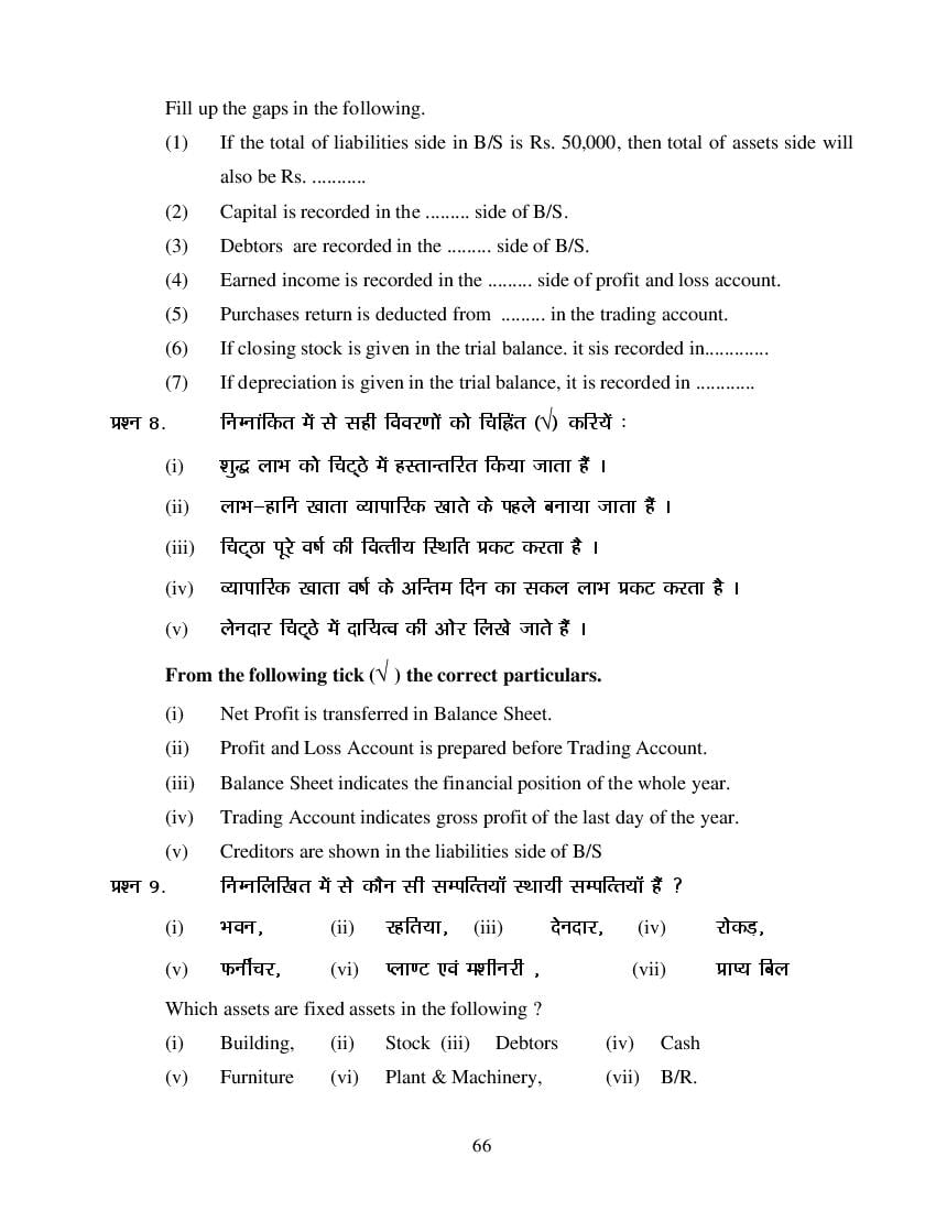 MP Board Class 11 Book Keeping & Accountancy Question Bank (PDF) – Important Questions
