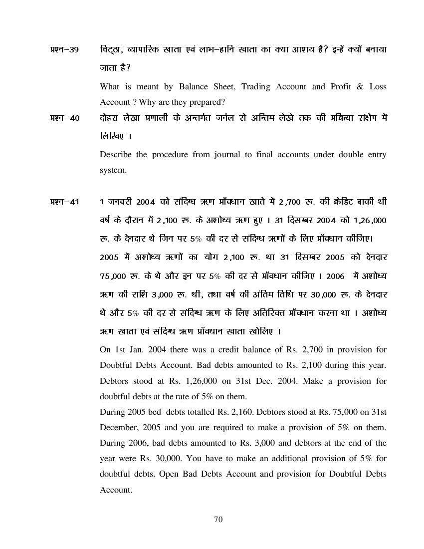 MP Board Class 11 Book Keeping & Accountancy Question Bank (PDF) – Important Questions