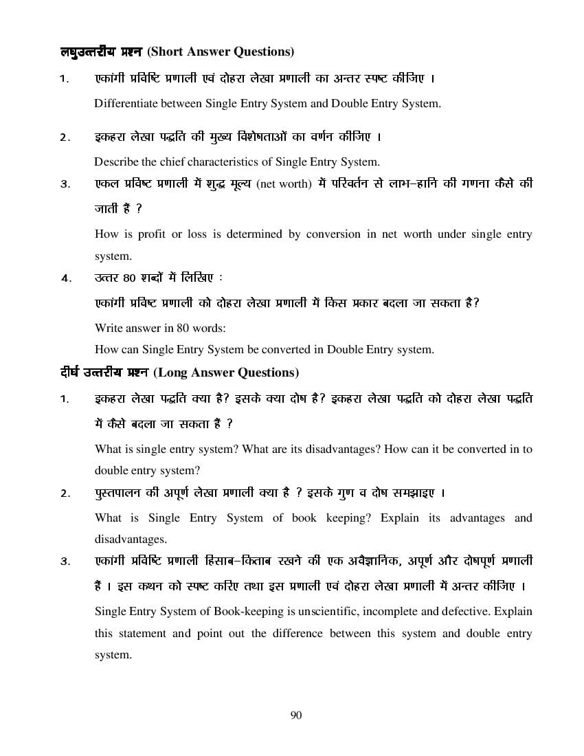 MP Board Class 11 Book Keeping & Accountancy Question Bank (PDF) – Important Questions
