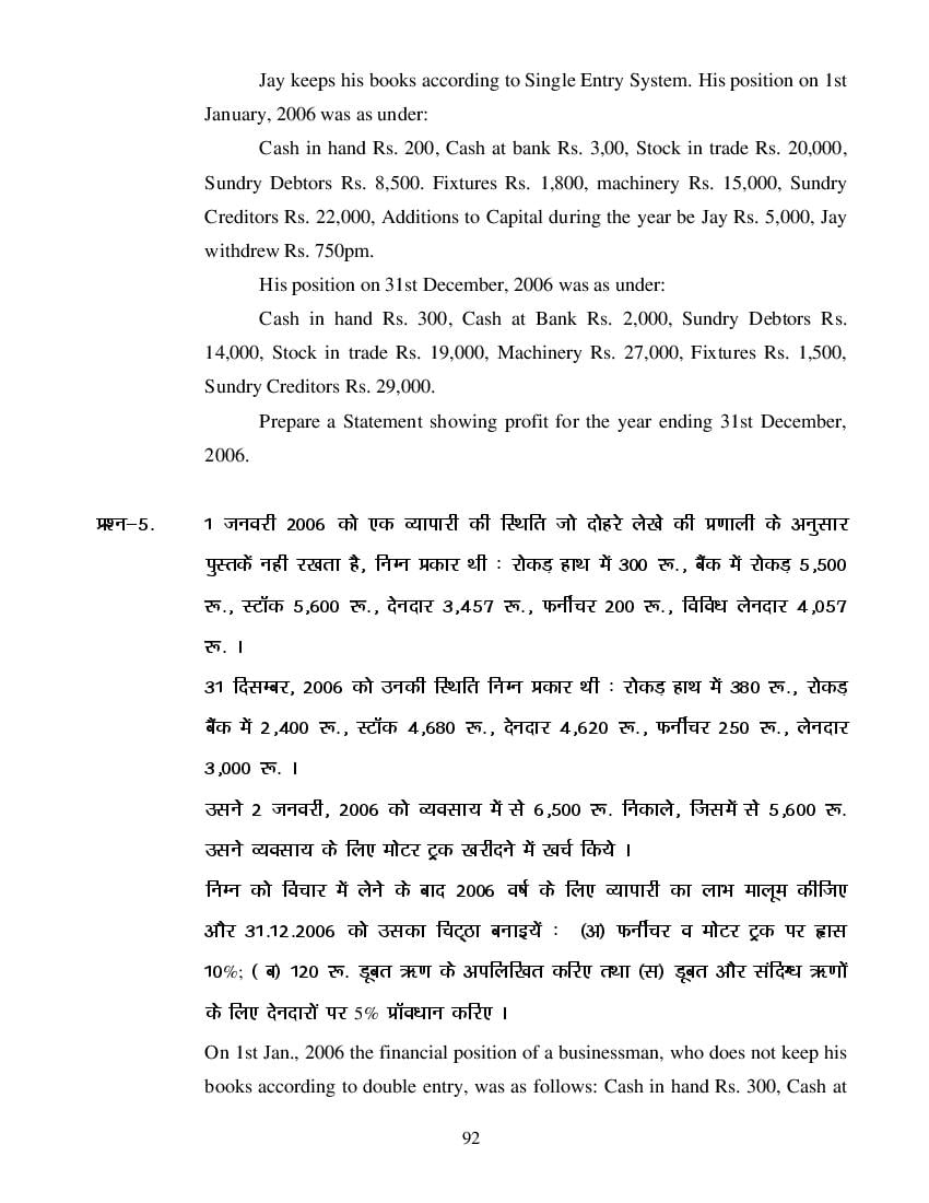 MP Board Class 11 Book Keeping & Accountancy Question Bank (PDF) – Important Questions