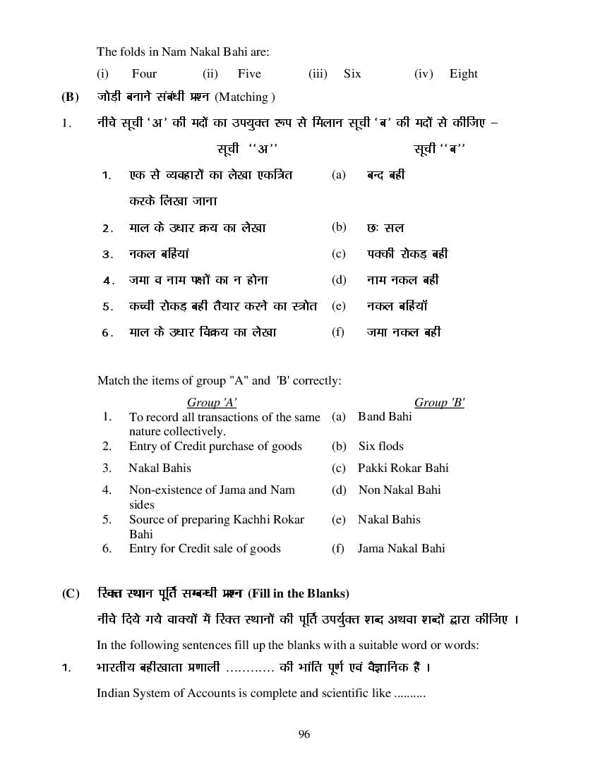 MP Board Class 11 Book Keeping & Accountancy Question Bank (PDF) – Important Questions